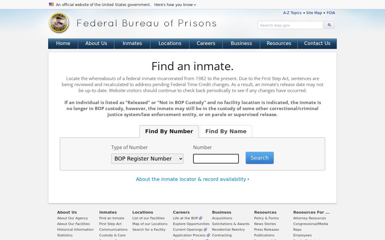 Federal prison locator outside the Madison County arrest record system