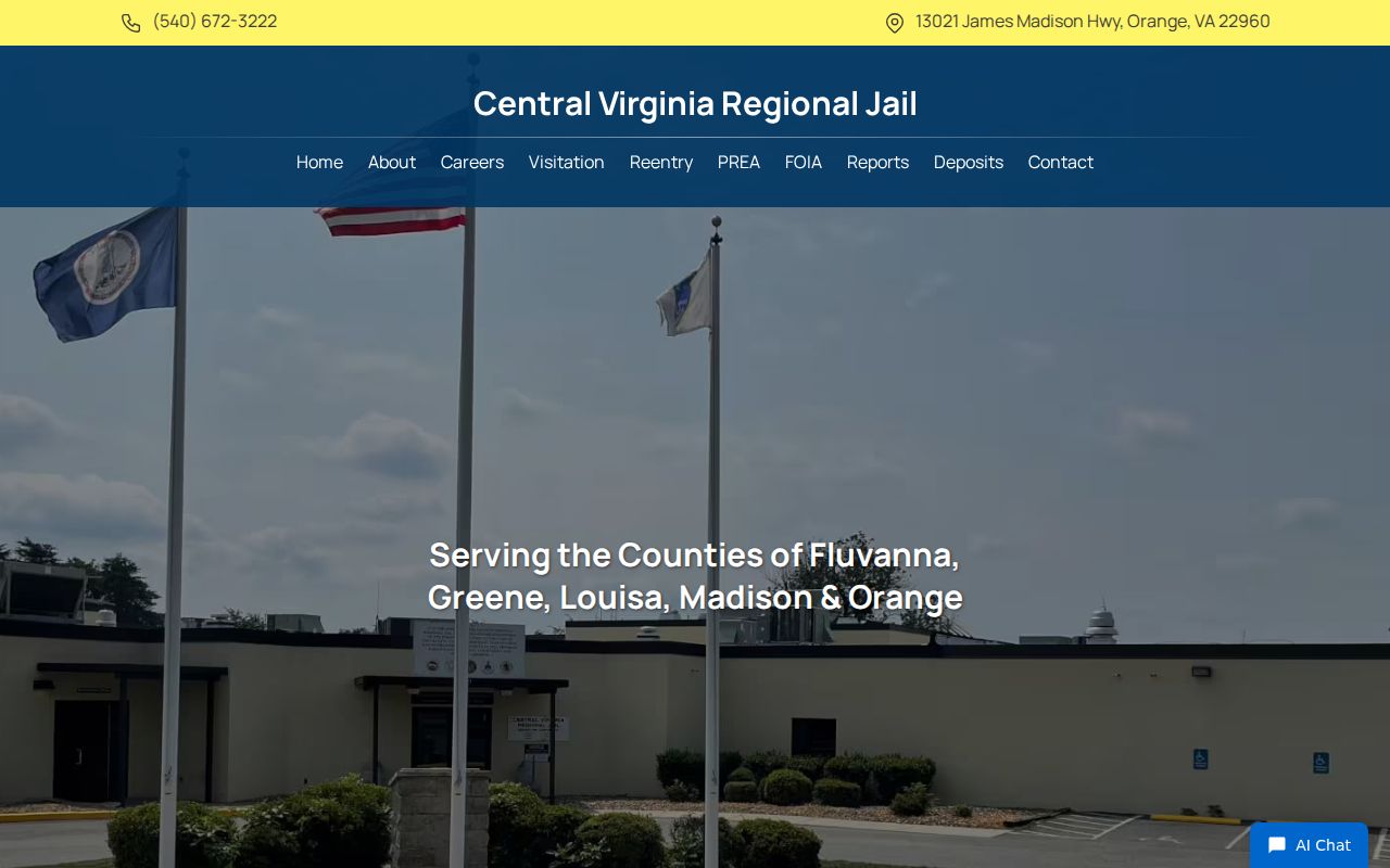 Central Virginia Regional Jail source for Madison County arrest booking records