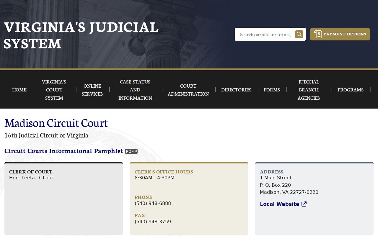 Madison County criminal court case contacts for Circuit Court