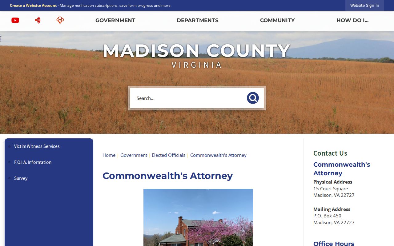 Madison County Commonwealth's Attorney office near criminal record courts