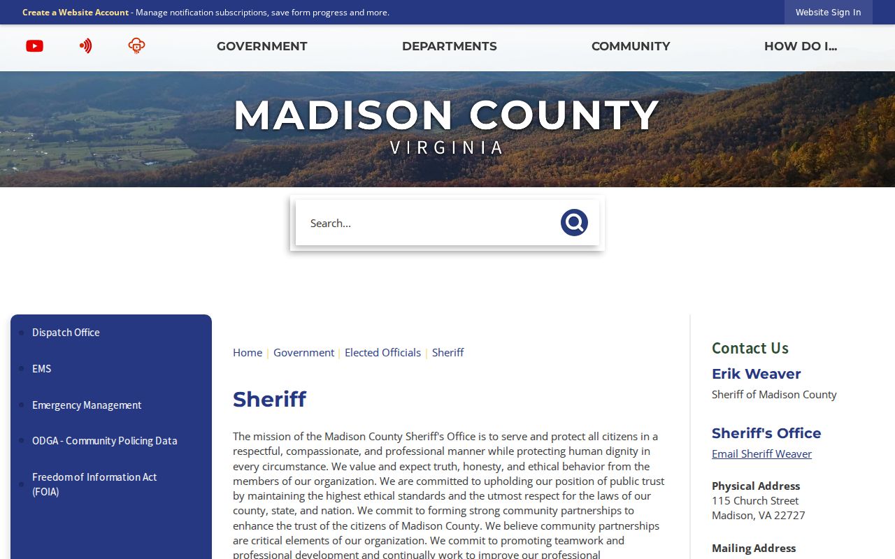 Madison County Sheriff contact for criminal record requests