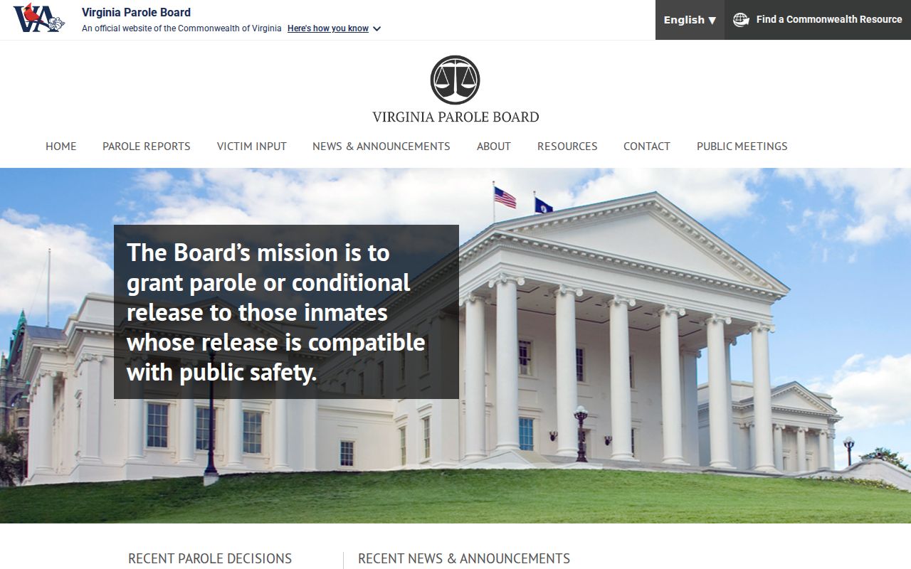 Virginia Parole Board information for Madison County criminal supervision records